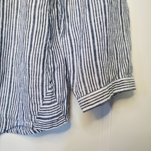 J. Jill Love Linen Striped Top – Size M – Blue / White  - Picture 4 of 6
